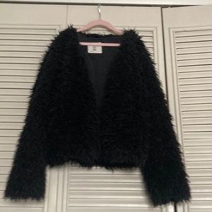 H&M Faux Fur Jacket- Girl -10 to 12 - Black
